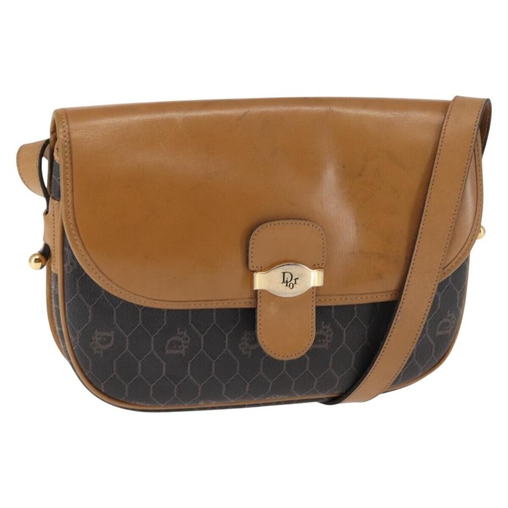 Christian Dior Vintage Honeycomb Canvas and Leather